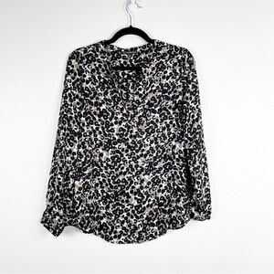 Adrianna‎ Papell Long Sleeve Cheetah Blouse Sz S